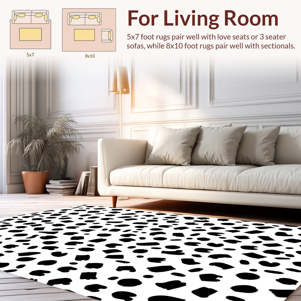Whimsical Black Spot Pattern Rug