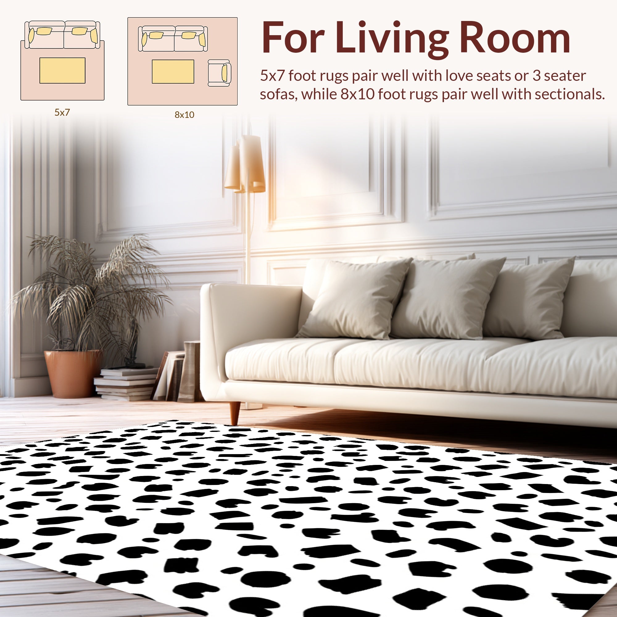 Whimsical Black Spot Pattern Rug