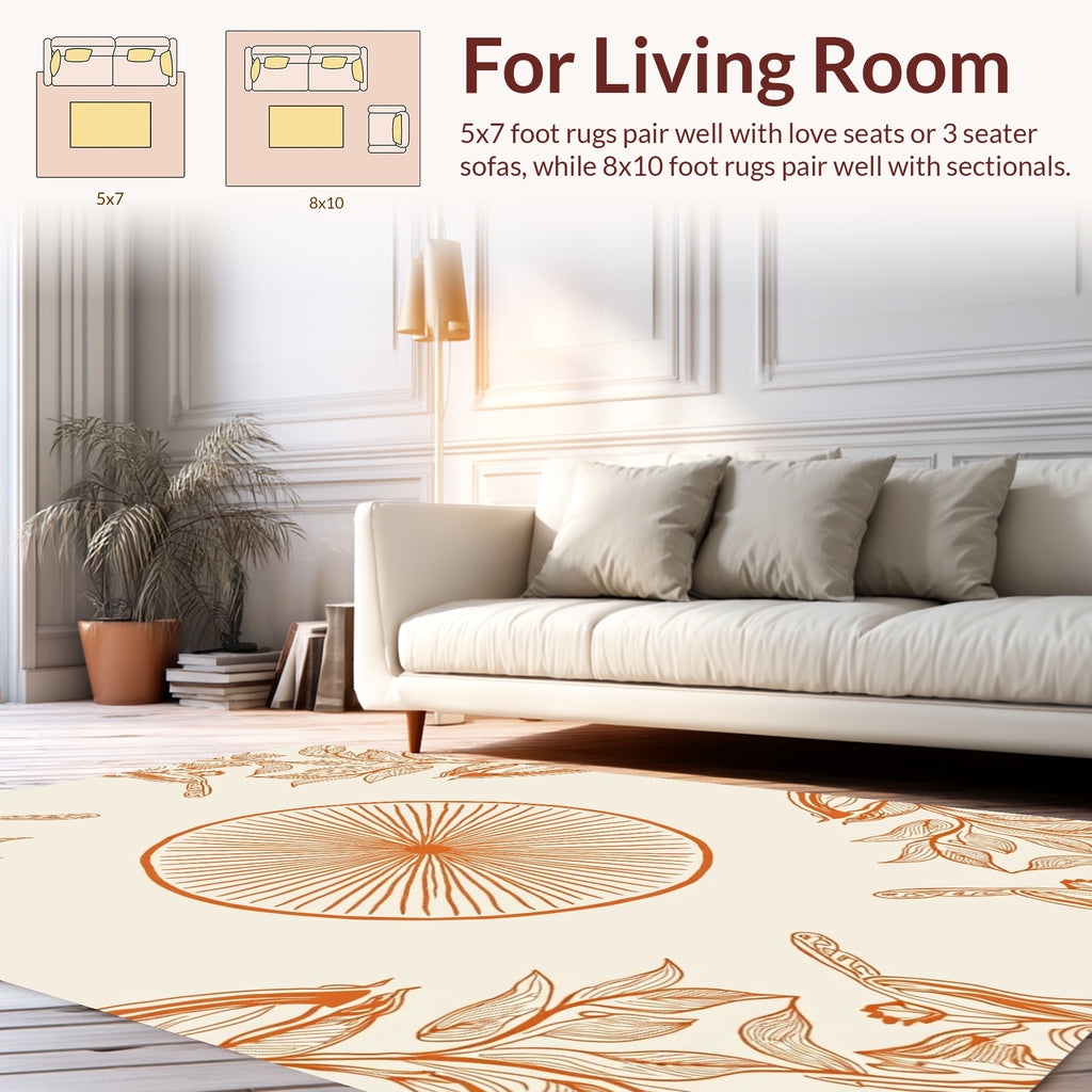 Delicate Sunburst And Botanical Pattern Rug