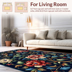Ornate Floral Vines Dark Rug