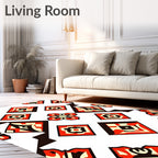 Bold Red Cream Geometric Diamond Rug