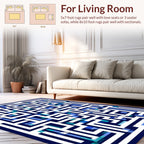 Challenging Blue Maze Pattern Rug