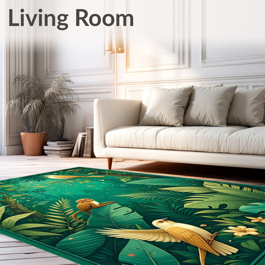 Exotic Jungle Wildlife Bird Monkey Design Rug