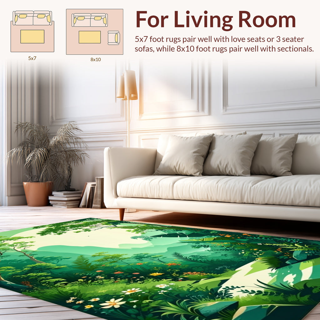 Lush Green Tropical Forest Pathway Rug