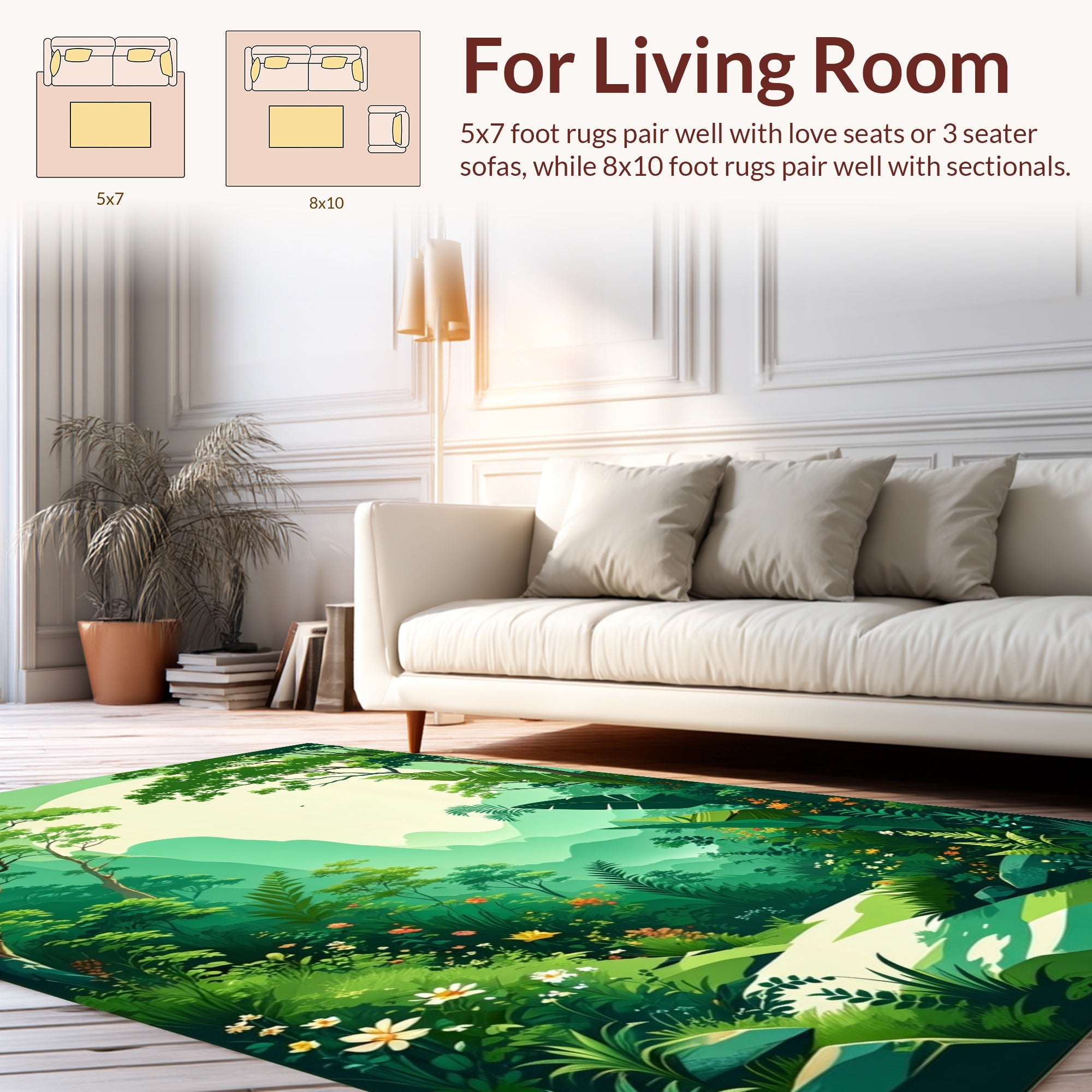 Lush Green Tropical Forest Pathway Rug