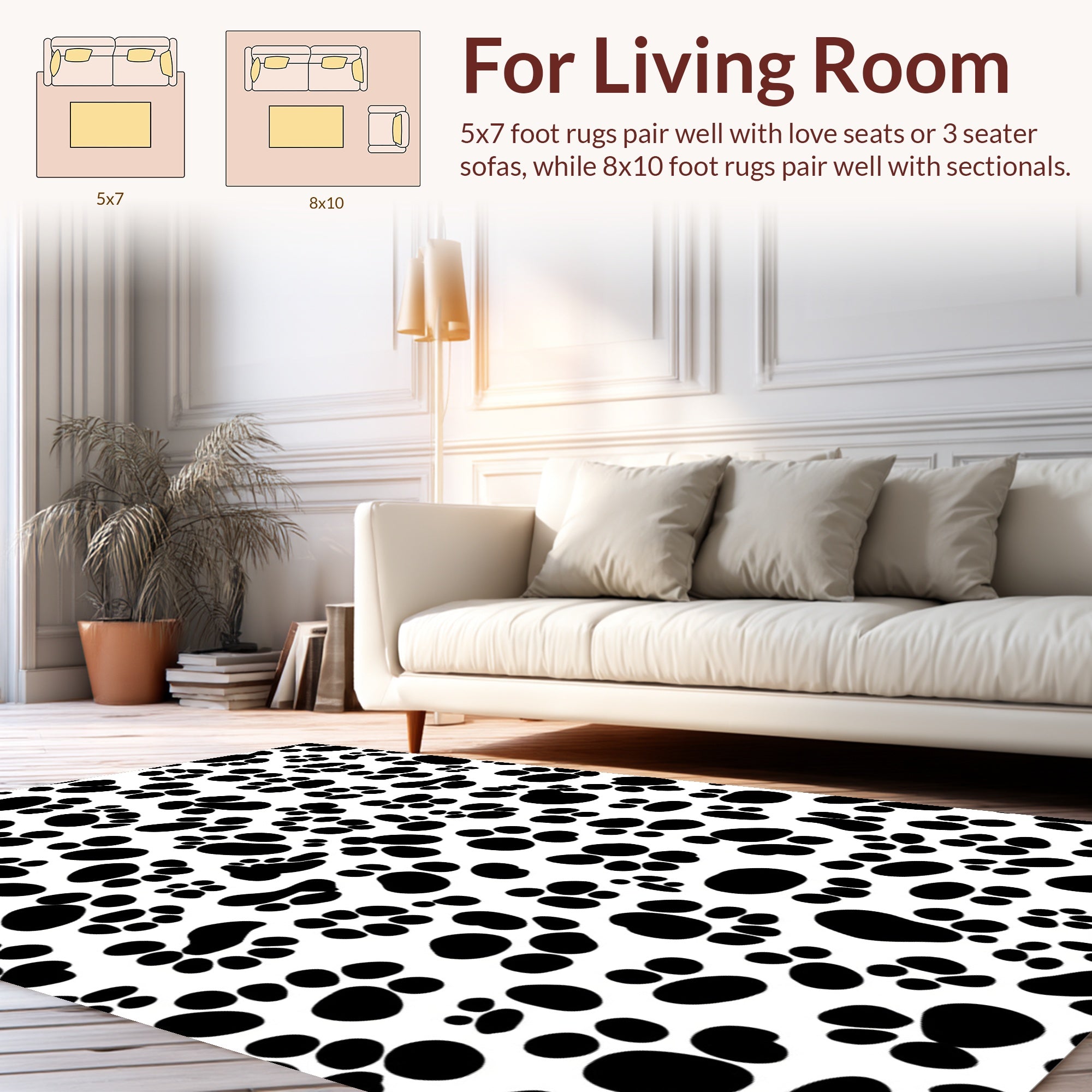 Whimsical Paw Prints Graphic Pattern Rug