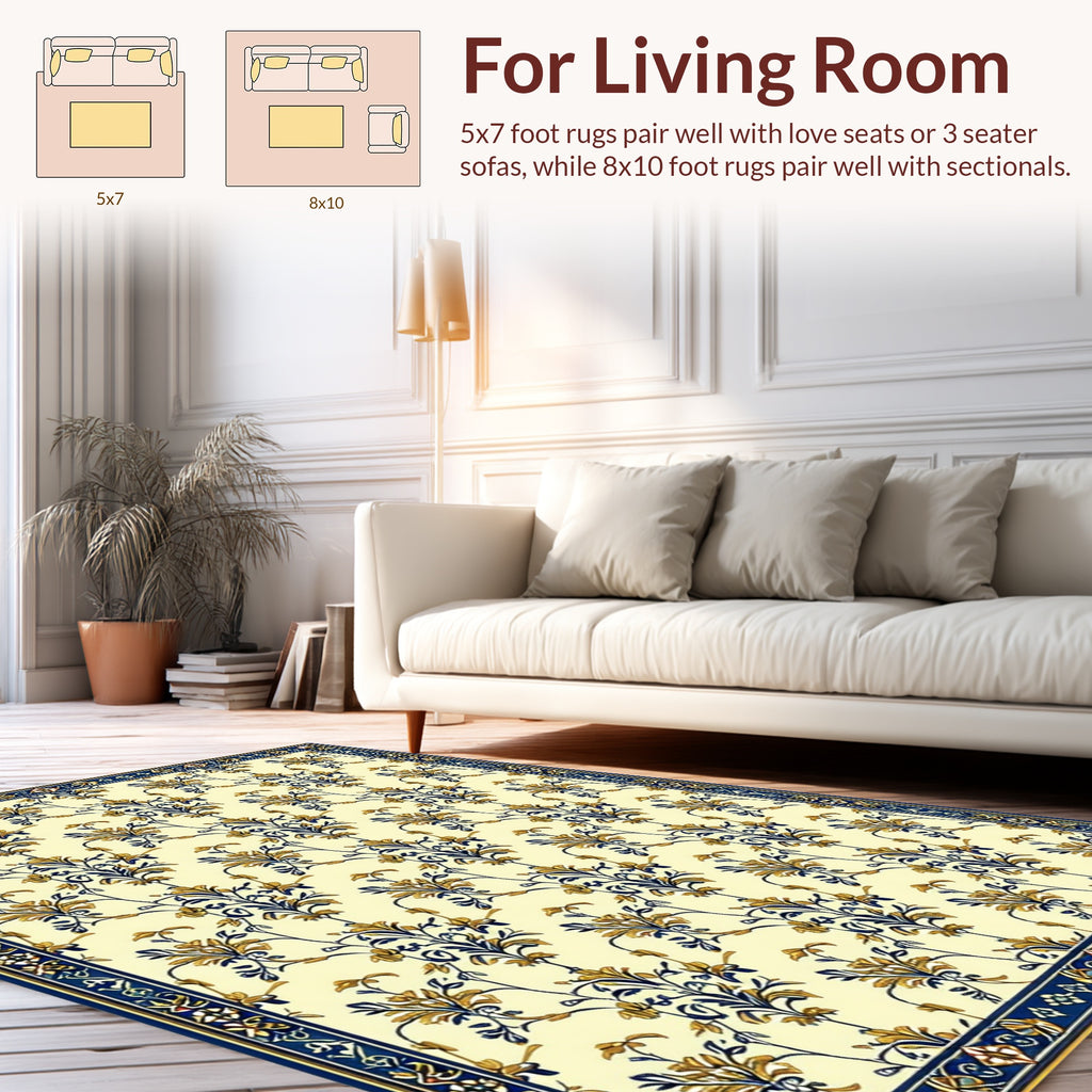 Classic Floral Damask Pattern Rug