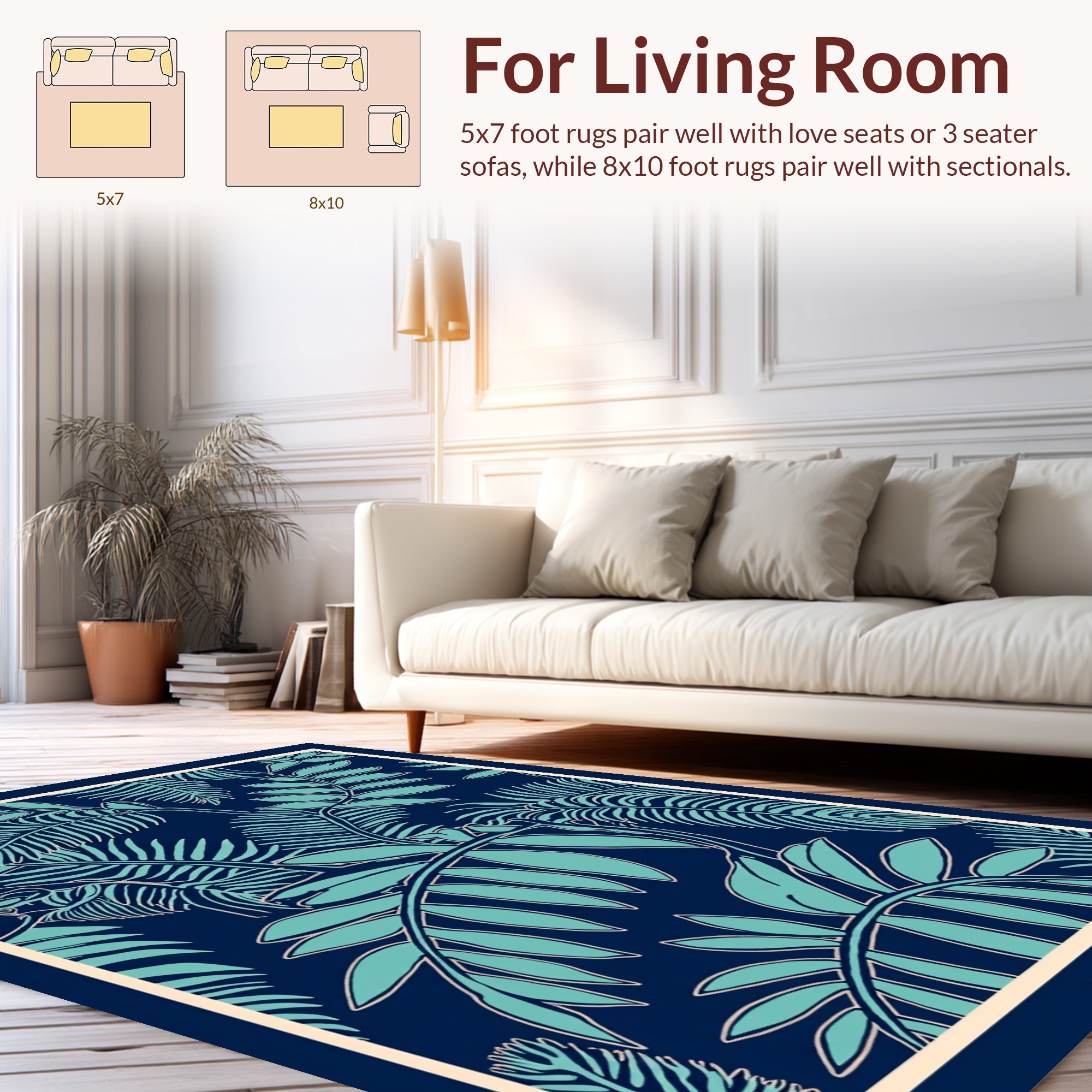 Tropical Leaf Silhouette Design Rug