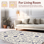 Navy Floral Vine Line Art Rug