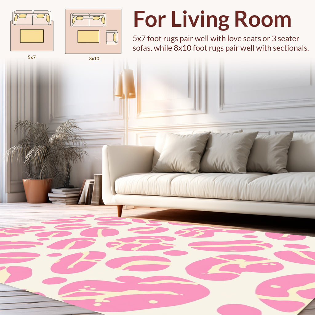 Pink Yellow Abstract Organic Shapes Rug