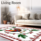 Radiant Rooster with Greenery Border Rug