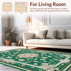 Elegant Green Floral Medallion Design Rug