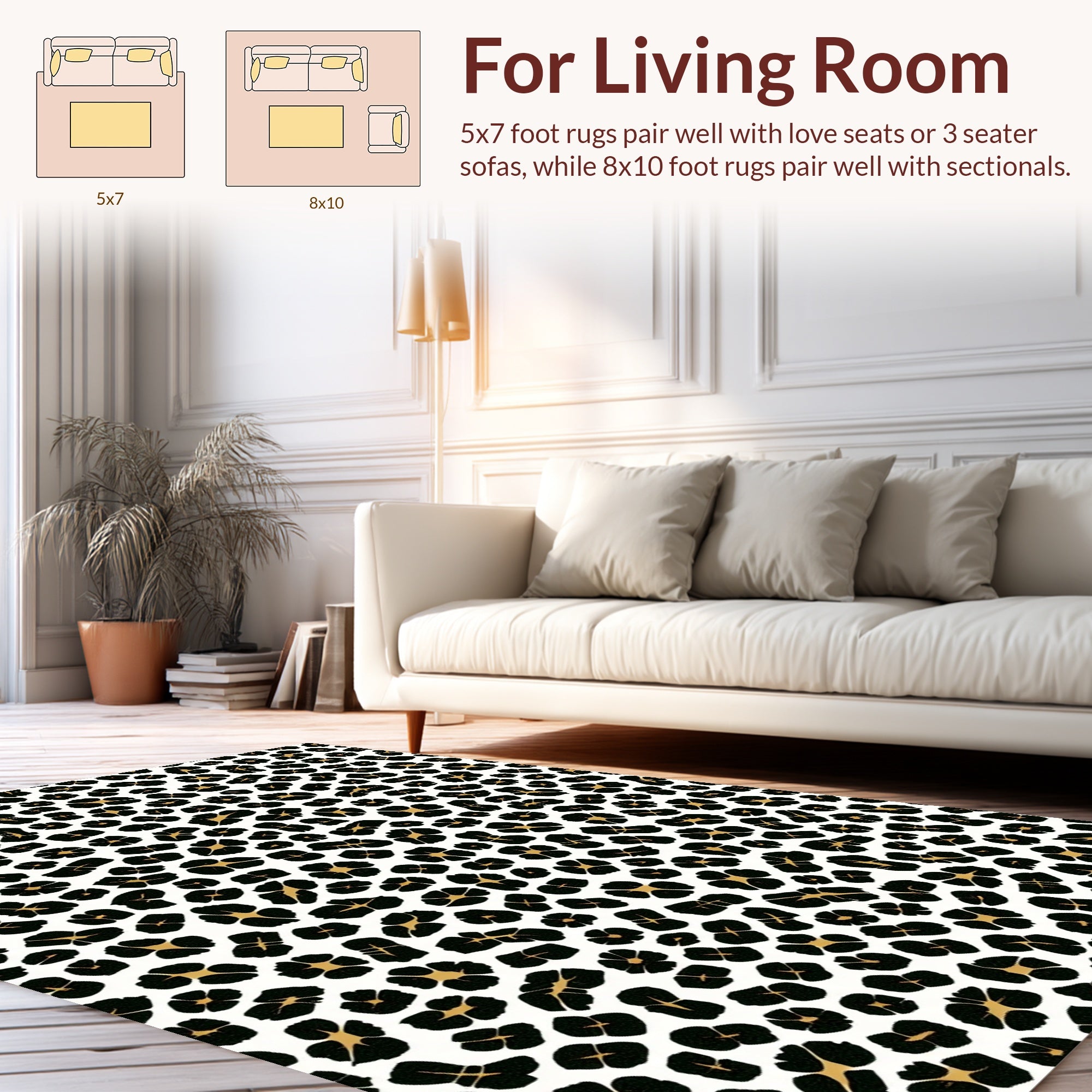 Bold Black Gold Animal Print Rug