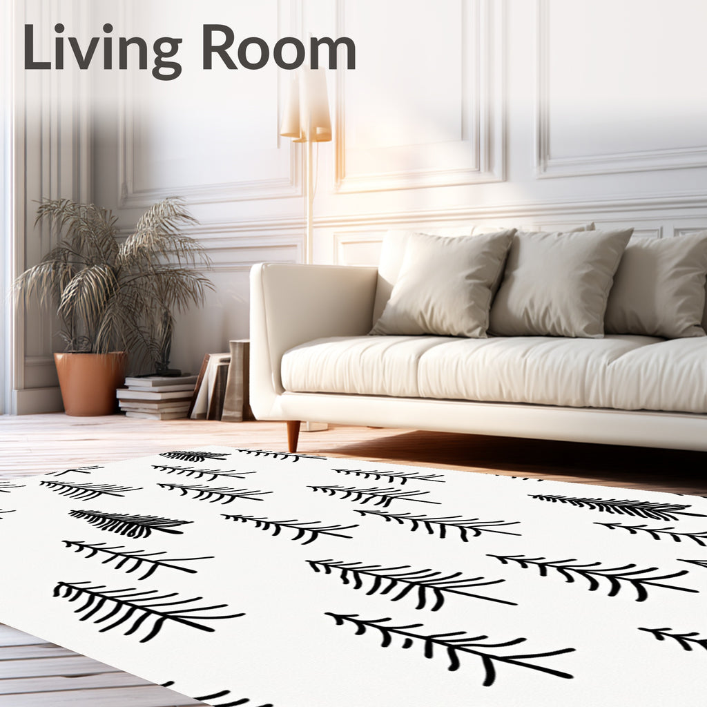 Simple Black Pine Tree Forest Rug