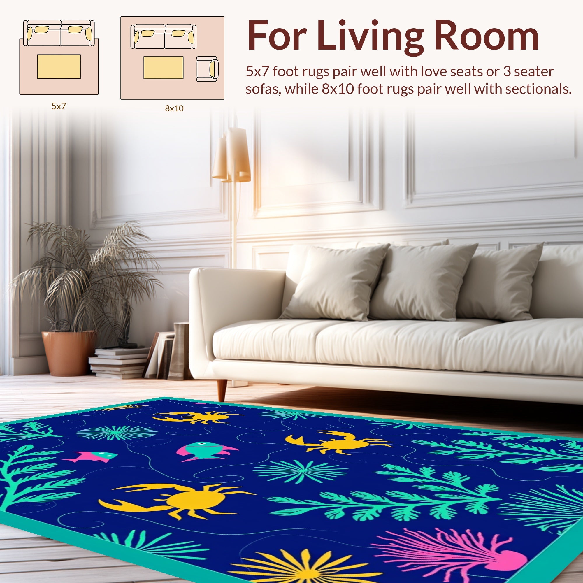 Marine Life Pattern Sea Exploration Design Rug