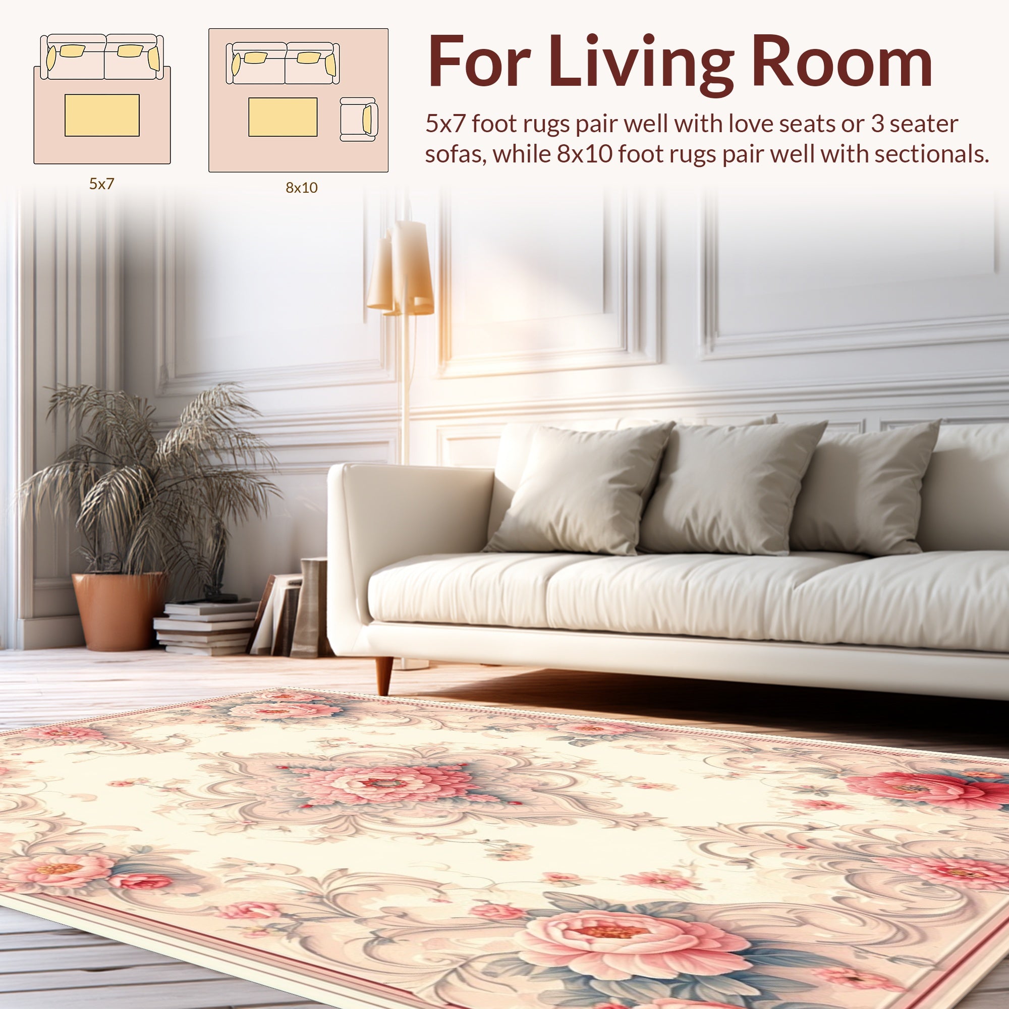 Elegant Floral Rococo Pattern Rug
