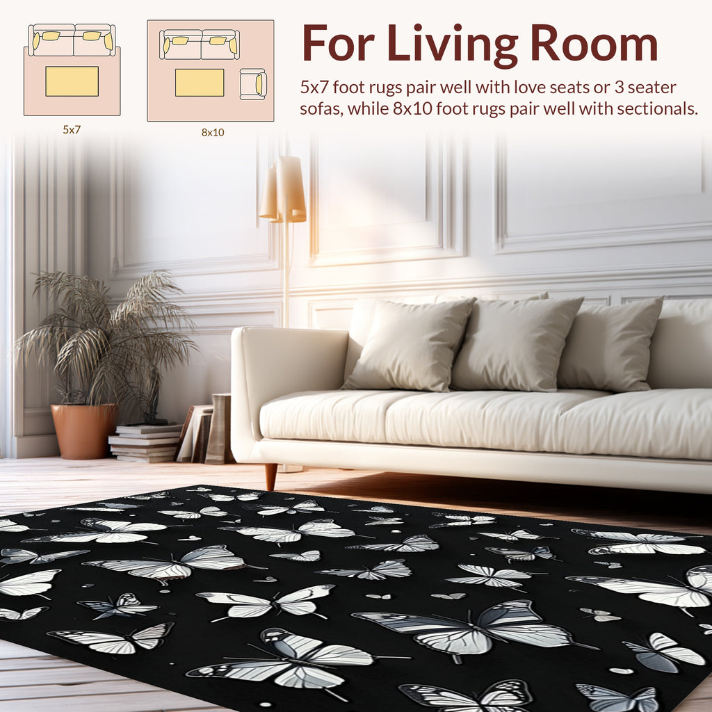Monochromatic Butterflies Pattern Rug