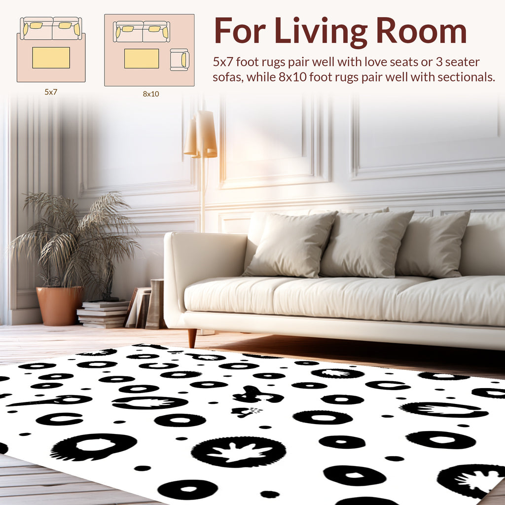 Abstract Black White Paint Splatter Rug