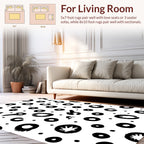 Abstract Black White Paint Splatter Rug