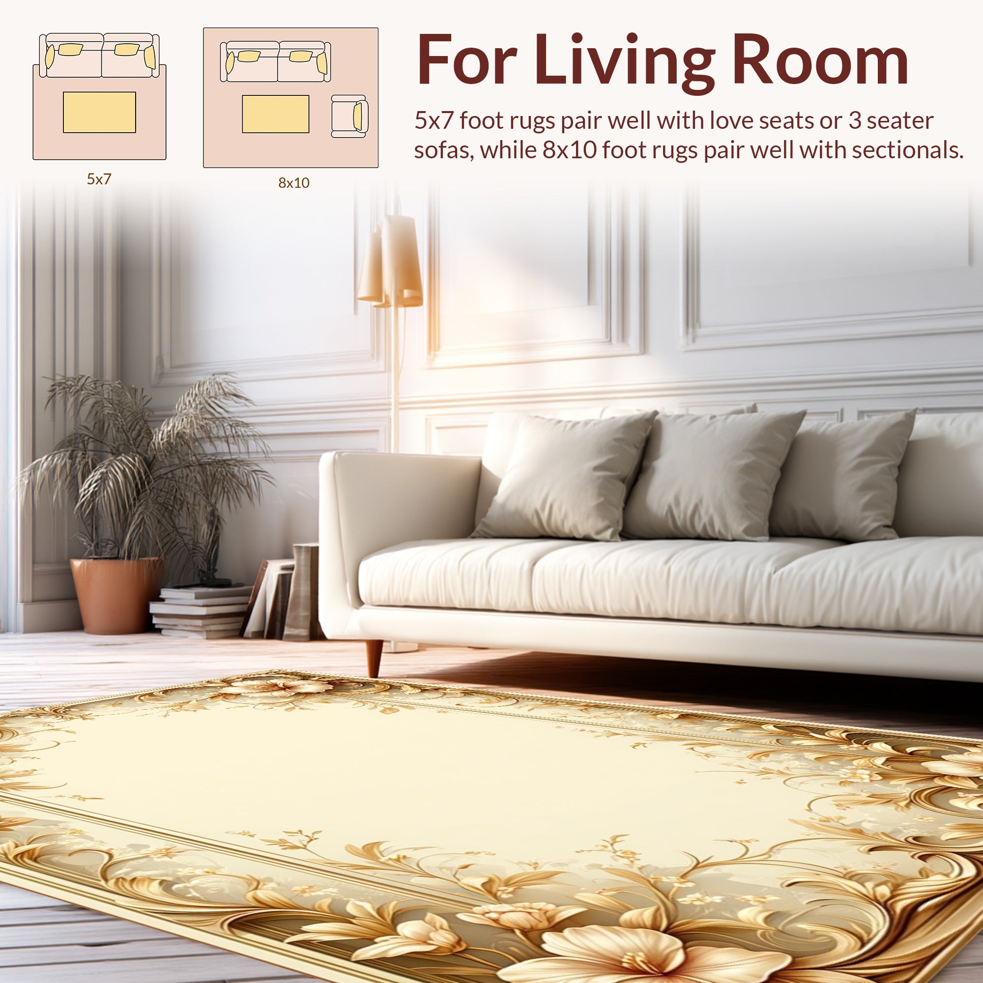 Ornate Floral Vines Elegant Design Rug