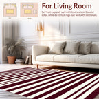 Classic Maroon Cream Stripe Design Rug