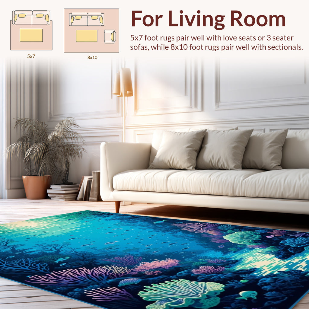 Underwater Coral Forest With Fish Rug