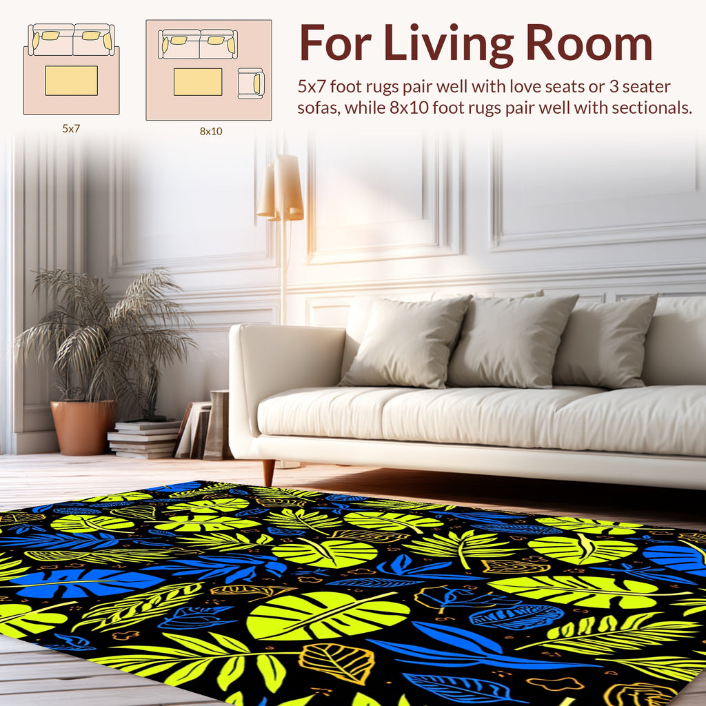Vibrant Tropical Leaf Pattern Rug
