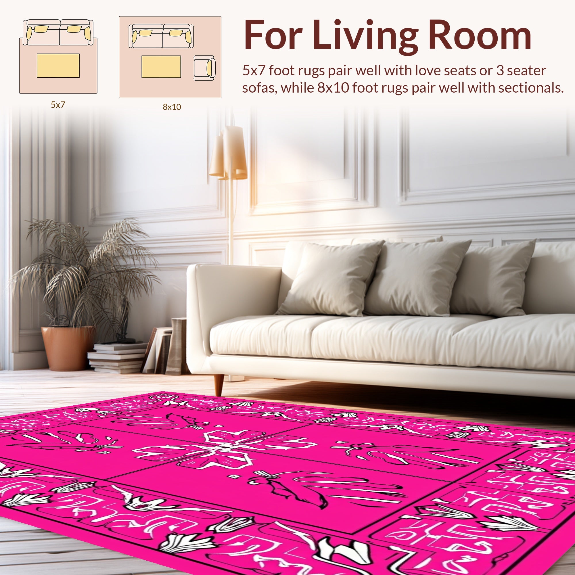 Vibrant Floral Abstract Border Design Rug