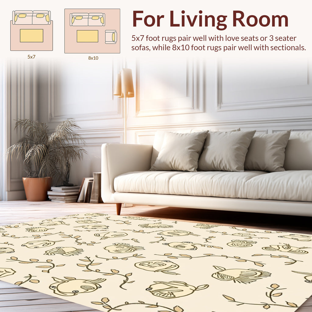 Whimsical Frogs and Leafy Vine Pattern Rug