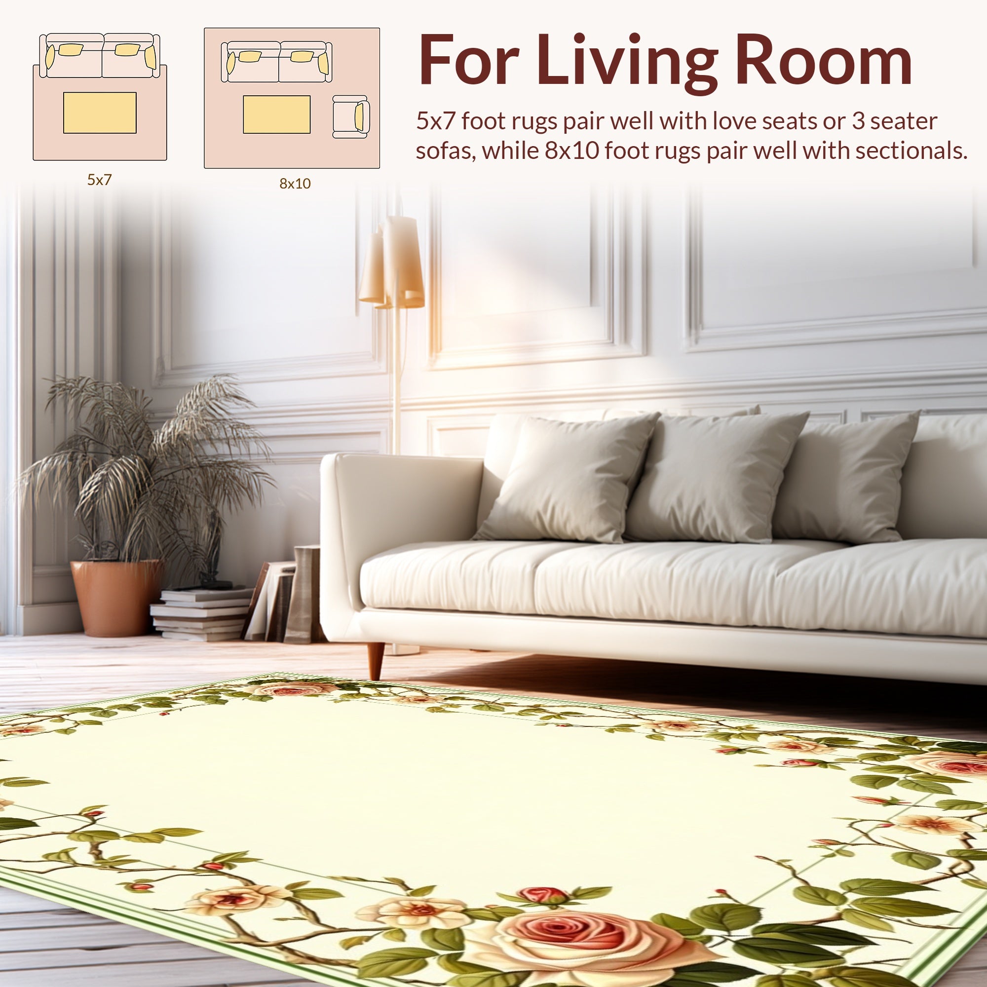 Vintage Floral Vine Pattern Rug