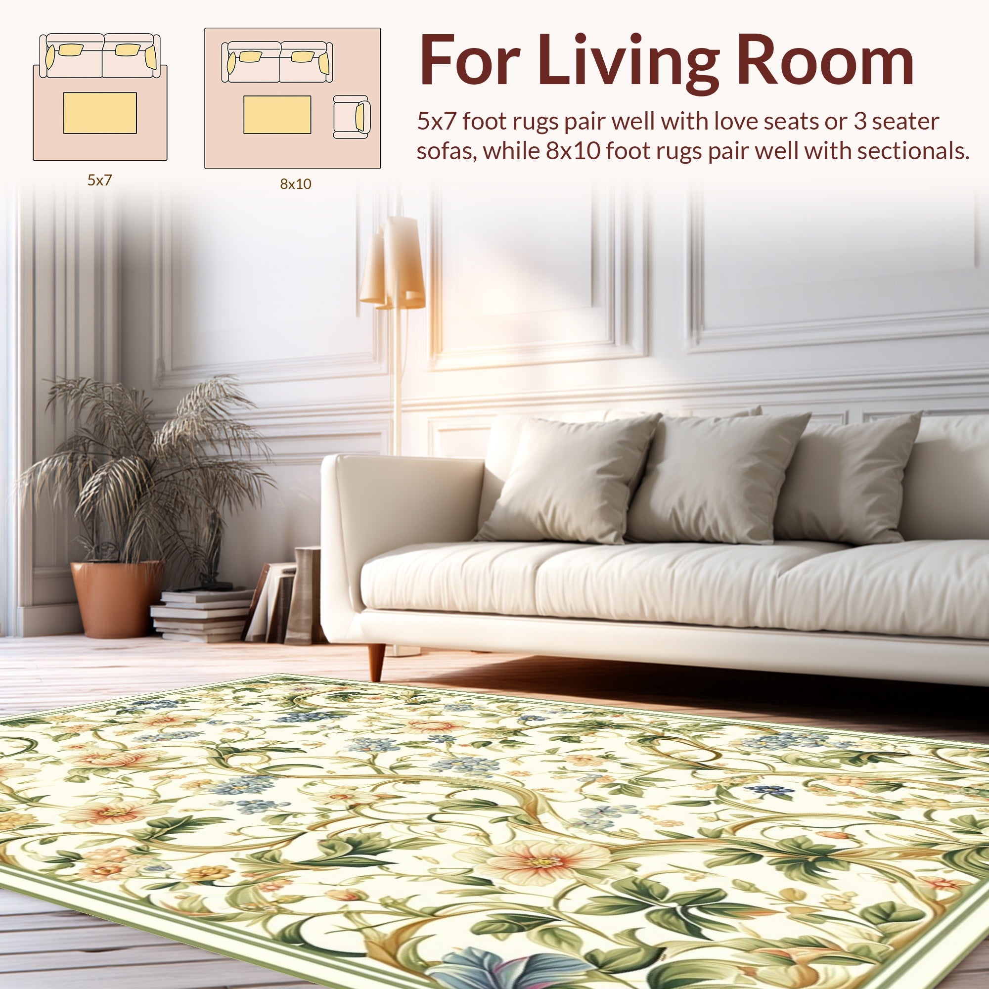 Whimsical Floral Vine Pattern Rug