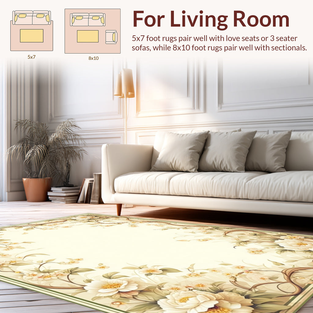 Delicate Floral Branches Beige Rug