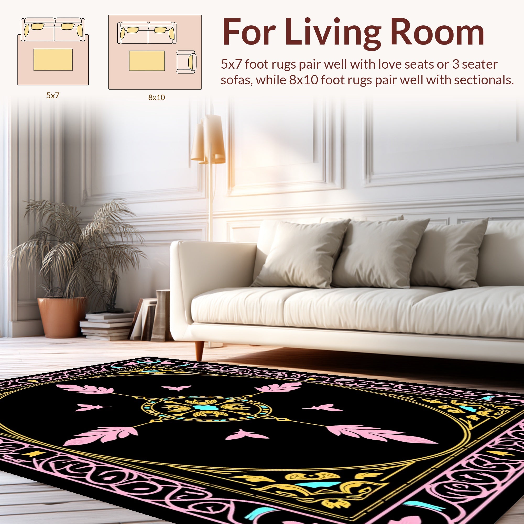 Elegant Scrollwork With Floral Accents Design Rug