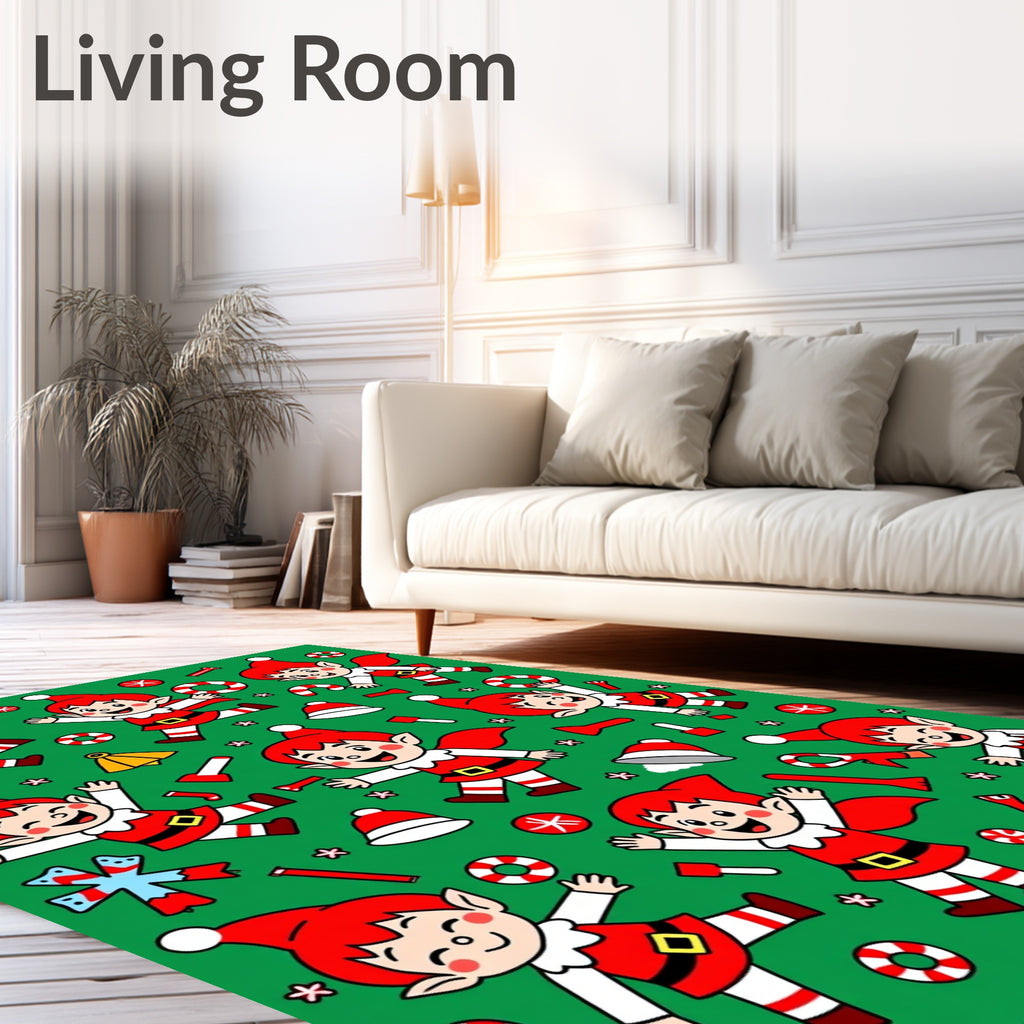 Festive Red Elf Christmas Celebration Rug
