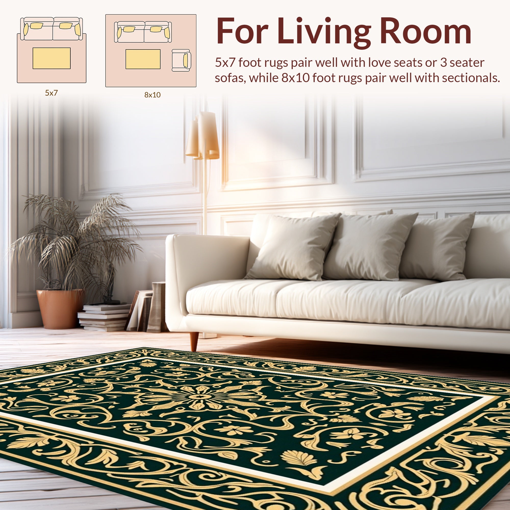 Elegant Floral And Leaf Pattern Rug