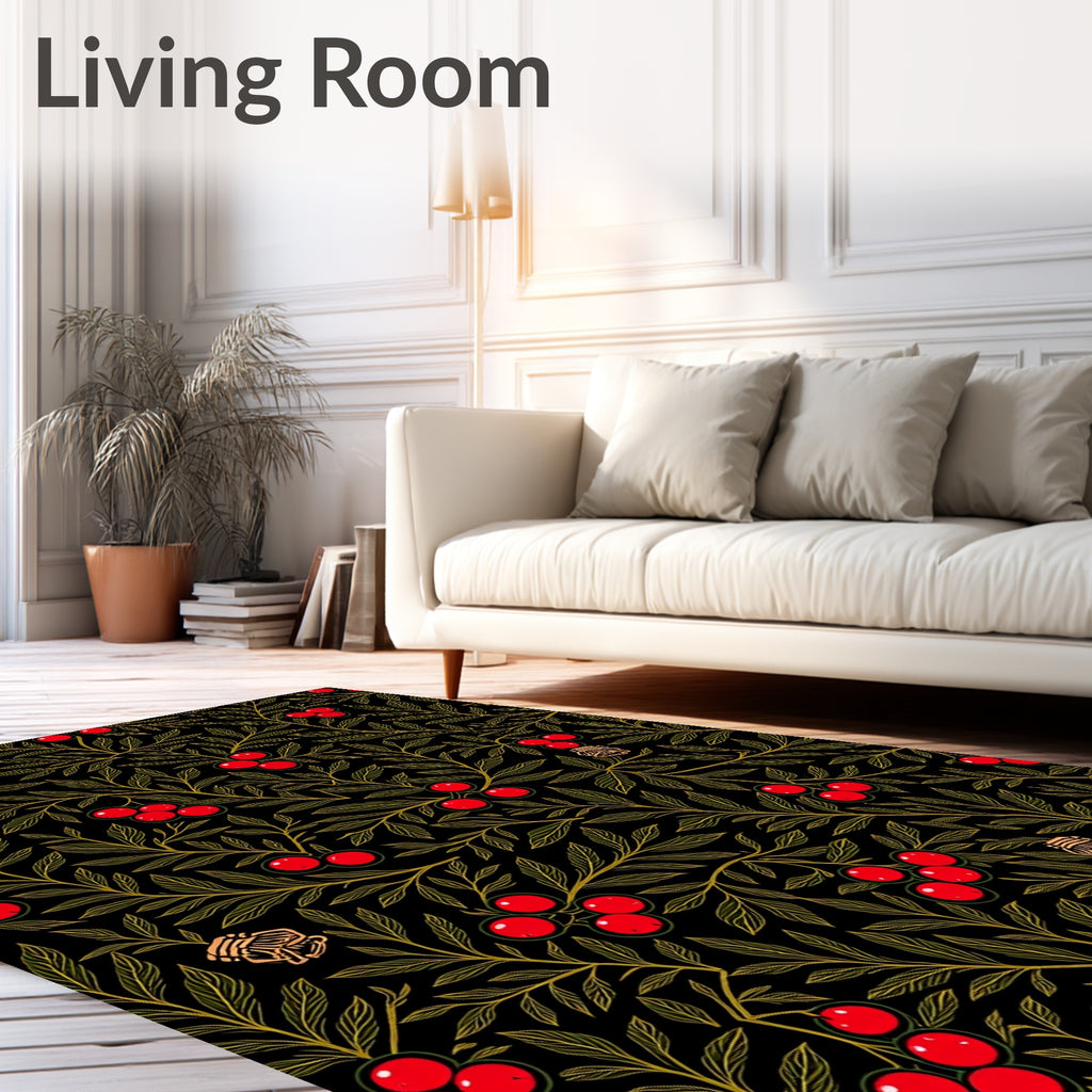 Botanical Red Berry Branch Rug