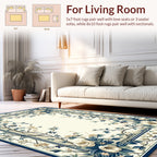 Blue White Floral Botanical Garden Rug