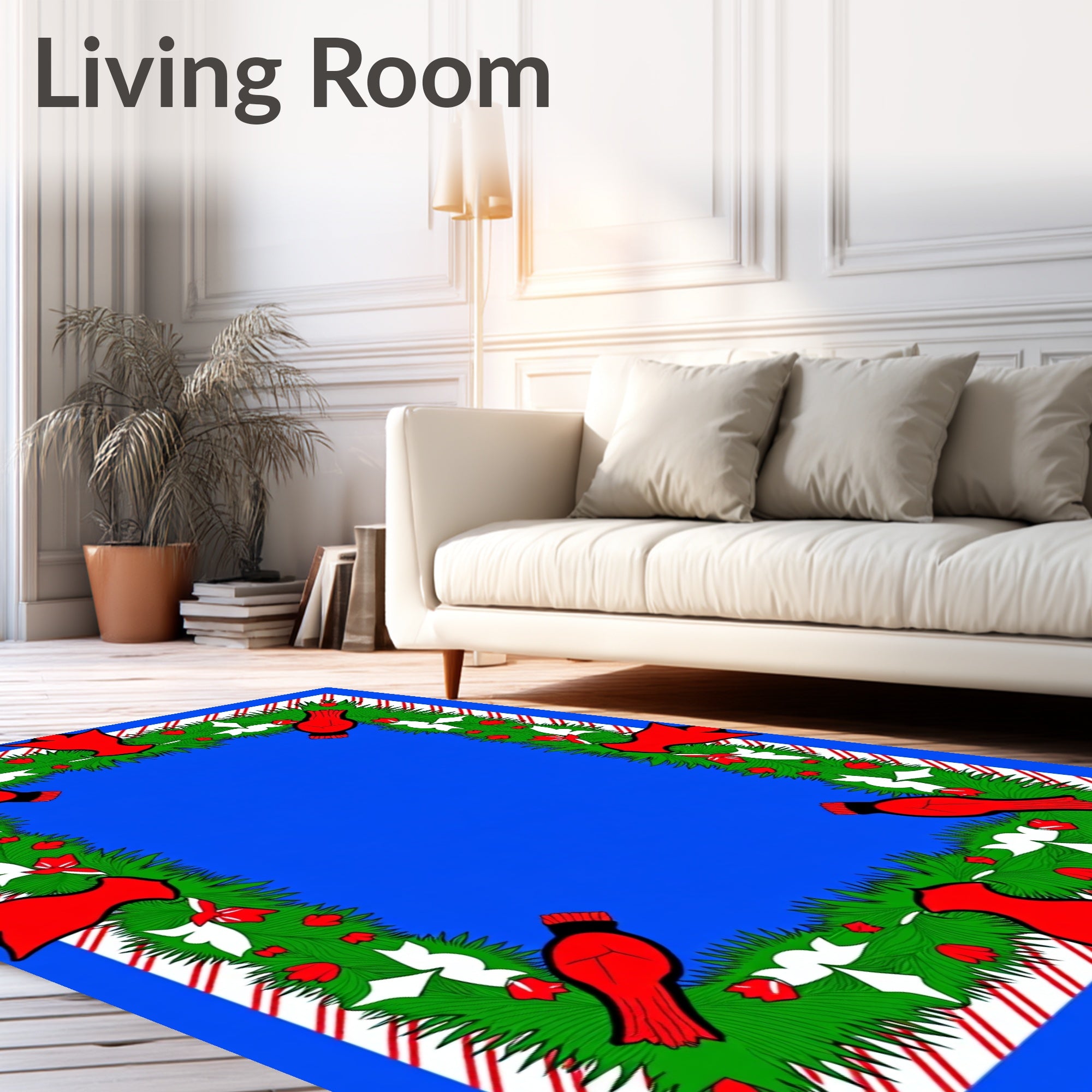 Red Cardinal Christmas Swag Garland Rug