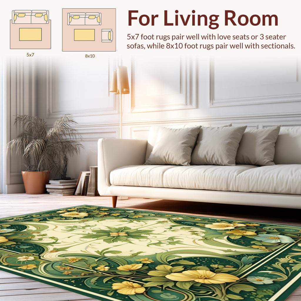 Art Nouveau Floral Swirls Pattern Rug