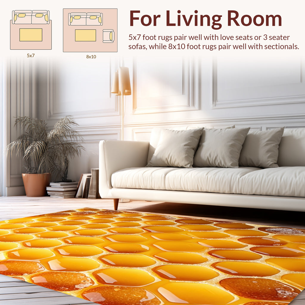 Golden Honeycomb Hexagonal Pattern Rug