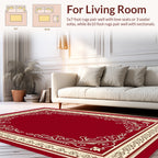 Vibrant Red Floral Vine Border Rug