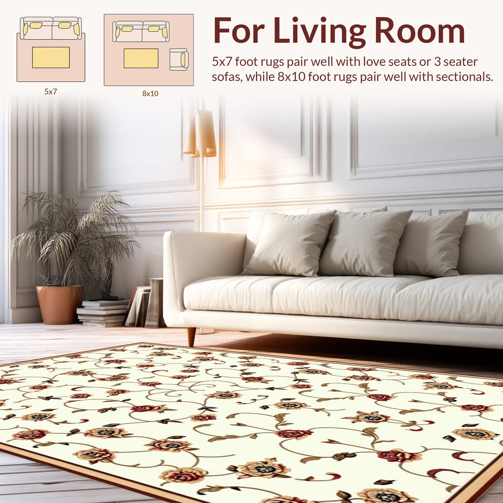 Elegant Floral Vines Pattern Rug