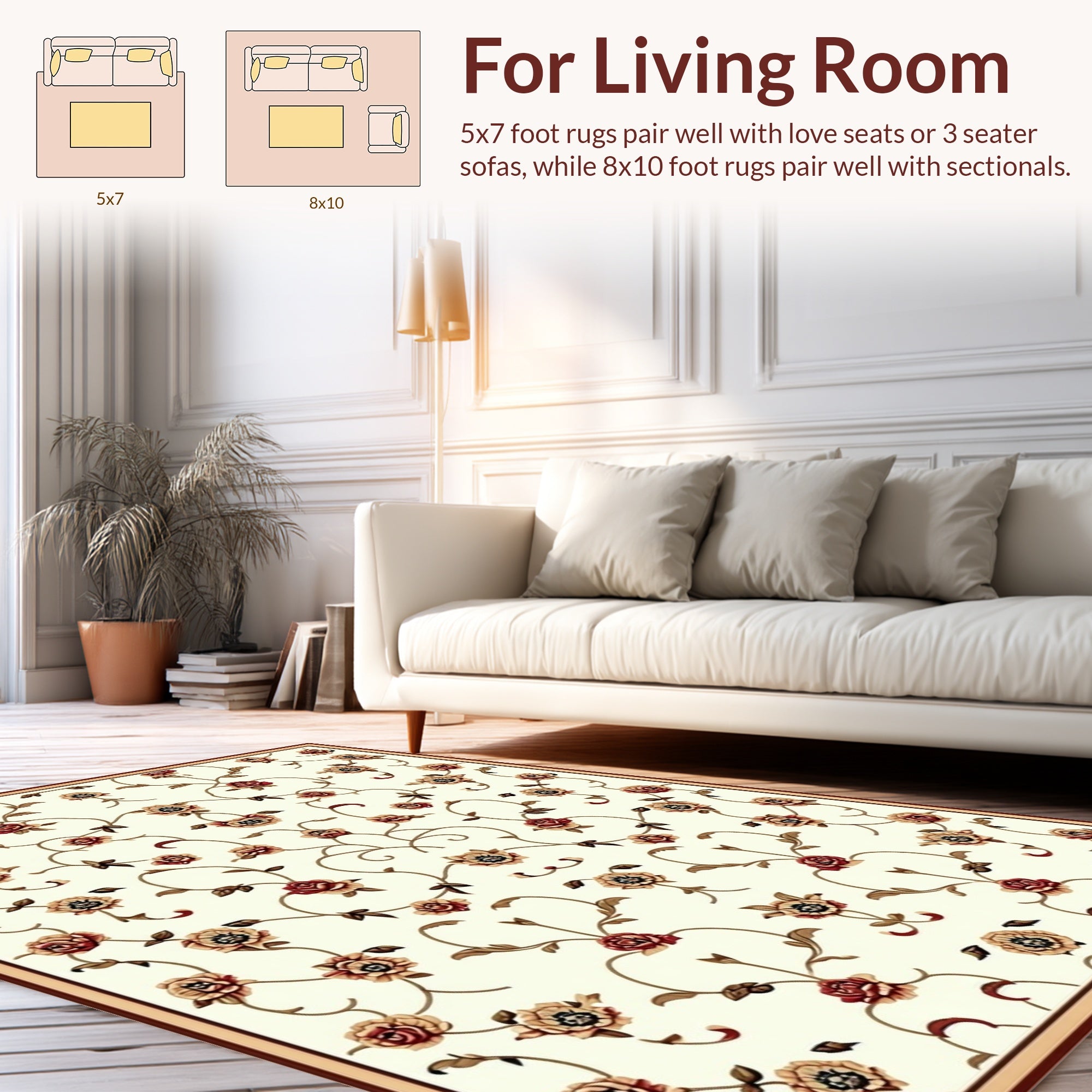 Elegant Floral Vines Pattern Rug