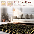 Bold Black Gold Abstract Art Rug