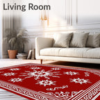 Crimson Snowflake Border Garland Rug