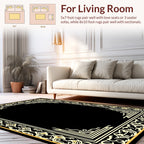 Ornate Black Gold Border Design Rug