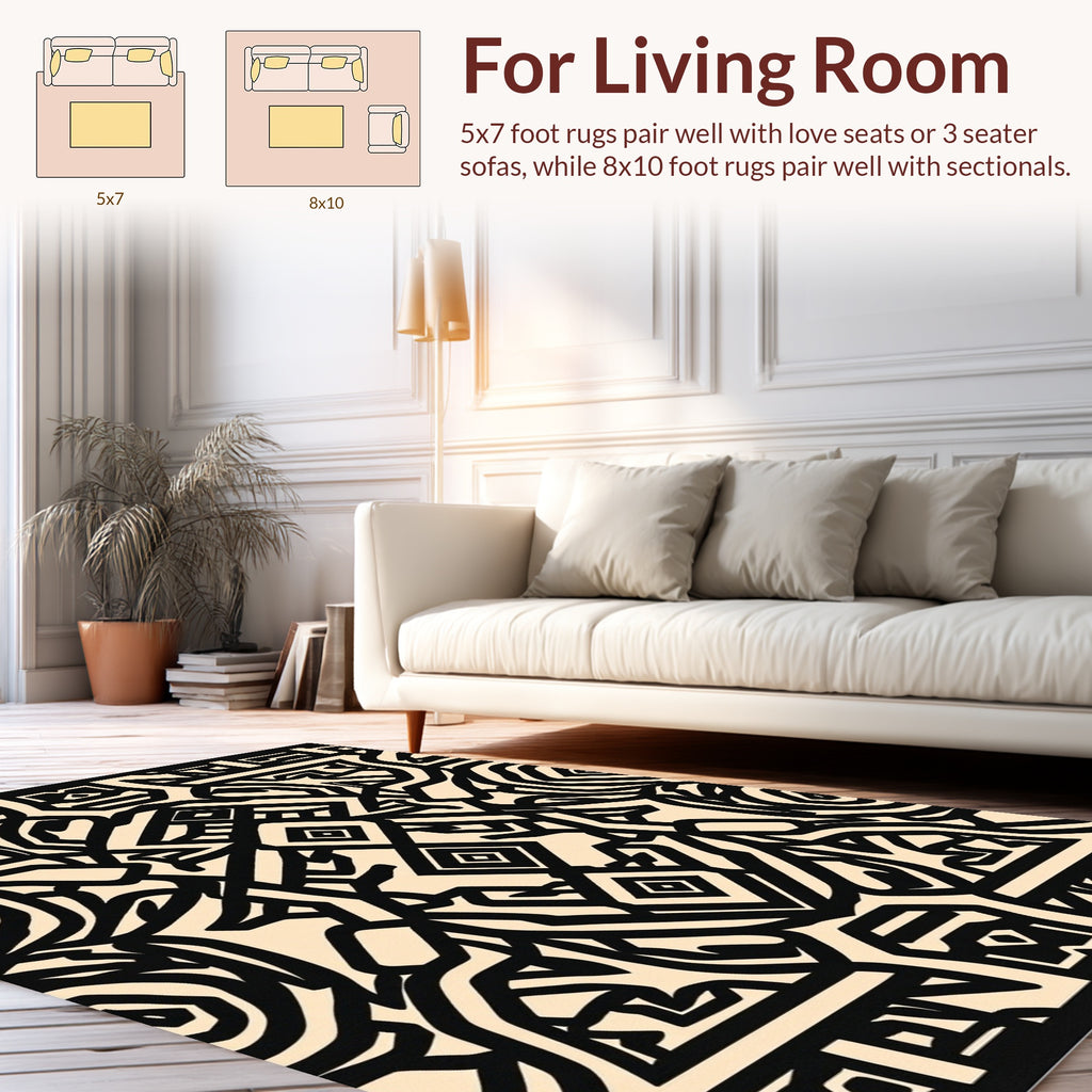 Bold Geometric Maze Pattern Rug