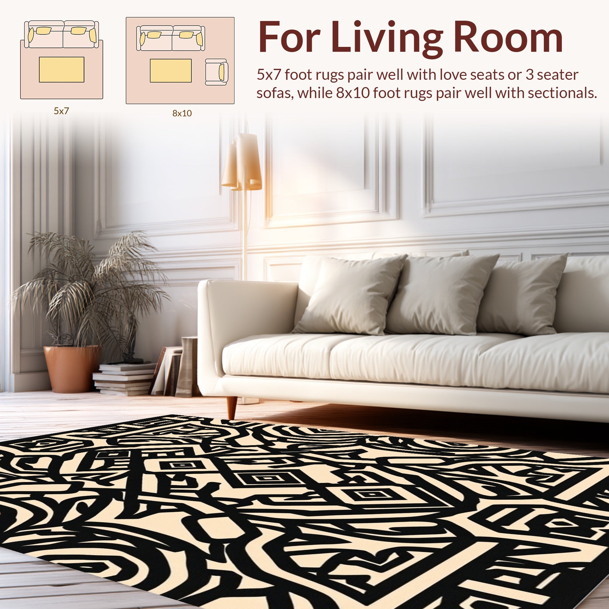 Bold Geometric Maze Pattern Rug
