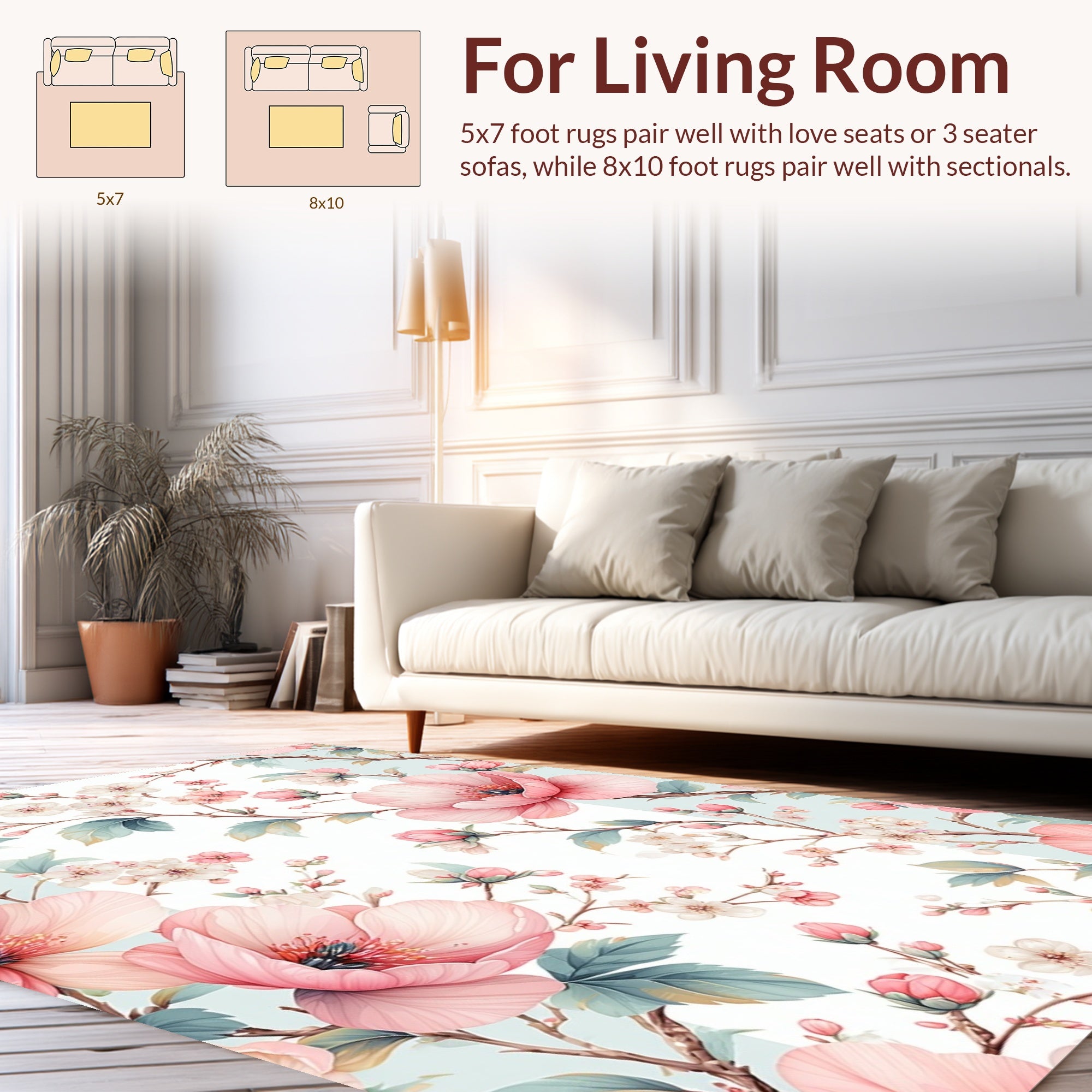 Pink Blossom Branches Pattern Rug