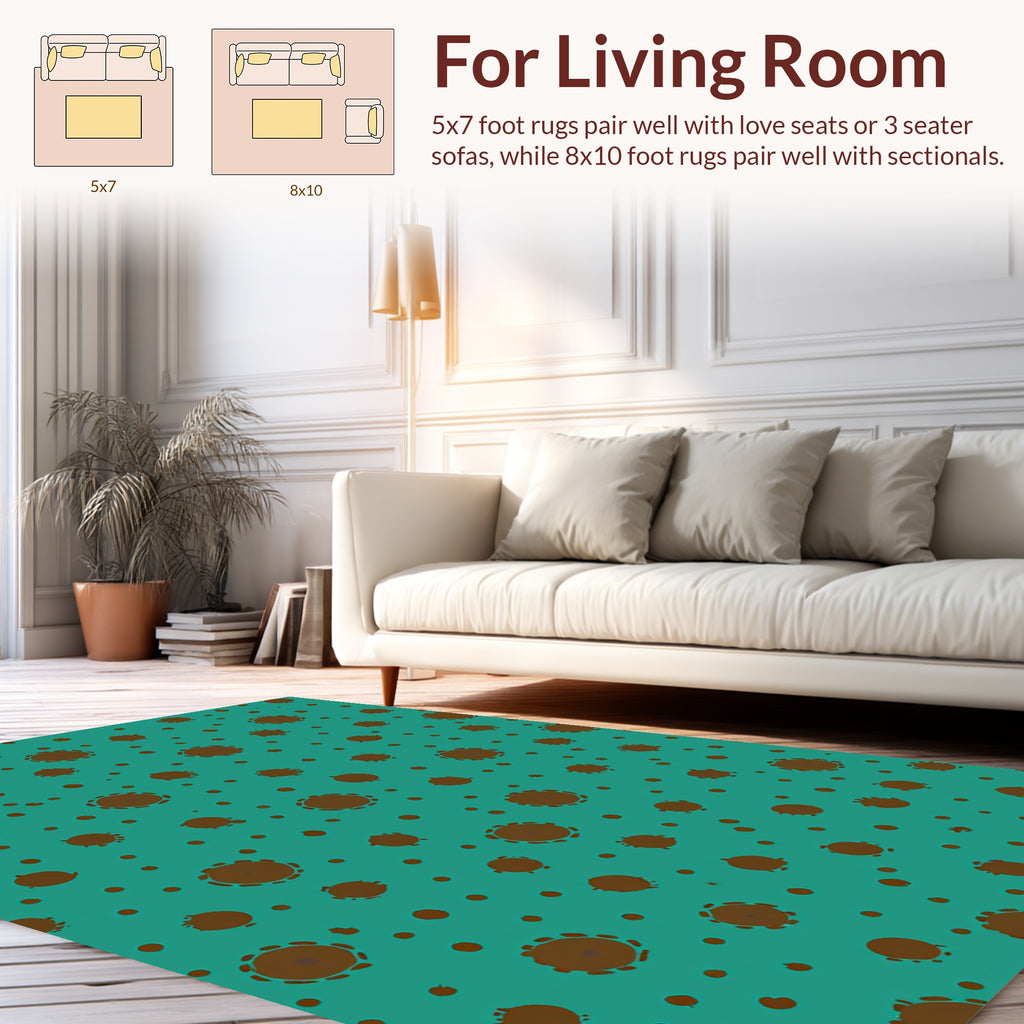 Teal Dots And Orbs Pattern Rug